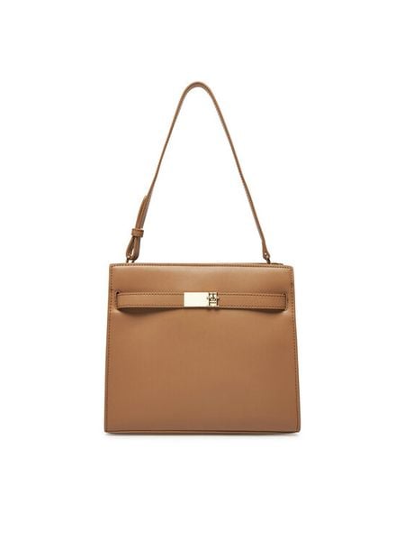 Tommy Hilfiger Torebka Th Heritage Shoulder Bag AW0AW17182 Brązowy. Brązowe torebki klasyczne damskie Tommy Hilfiger, ze skóry, bez dodatków. Za 339.99 zł.