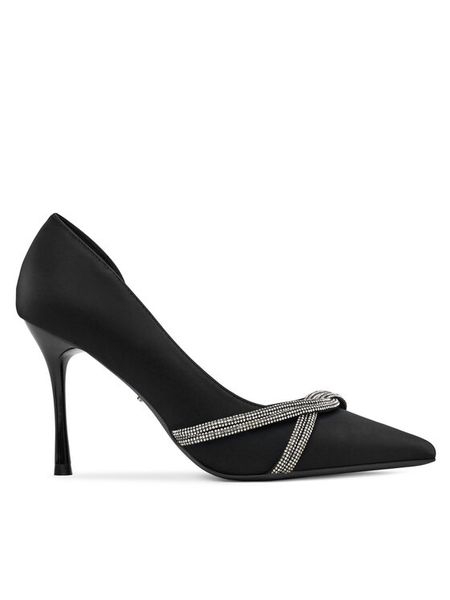 DeeZee Szpilki BG-2032 Czarny. Czarne szpilki damskie DeeZee, bez wzorów, ze skóry, bez obcasa, na szpilce, bez zapięcia. Za 149.99 zł.