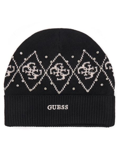 Guess Czapka V6BZ09 Z1747 Czarny. Czarne czapki damskie Guess, na zimę, z aplikacjami, z poliesteru. Za 174.99 zł.