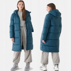 PŁASZCZ DAMSKI 4F KURTKA PUCHOWA DŁUGA Z KAPTUREM. Kurtki damskie 4F, l, bez wzorów, z puchu, z kapturem. Za 499.99 zł.
