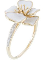 DIAMANTA Złoty pierścionek "Orchidée" z diamentami rozmiar: 52. Białe pierścionki damskie DIAMANTA, z diamentem, złote. Za 1,600.99 zł.