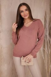 Sweter z dekoltem V ciemny różowy. Czerwone swetry klasyczne damskie KESI, l, z wełny, bez kołnierzyka, plus size. Za 139.05 zł.