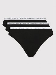 Tommy Hilfiger Komplet 3 par stringów UW0UW02829 Czarny. Czarne komplety bielizny Tommy Hilfiger, bez wzorów, z bawełny. Za 129.99 zł.
