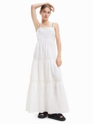 Desigual Sukienka codzienna 23SWVW66 Biały Regular Fit. Białe sukienki damskie Desigual, bez wzorów, z bawełny, bez ramiączek. Za 399.99 zł.