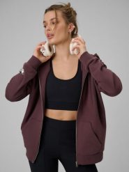 4F Bluza dresowa rozpinana z kapturem damska - brązowa XL. Brązowe kardigany damskie 4F, xl, bez wzorów, z dresówki. Za 169.99 zł.