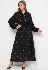 Czarna Wiskozowa Sukienka o Kroju Oversize z Ozdobnym Haftem Naleniel. Czarne sukienki damskie Born2be, bez wzorów, z wiskozy, bez ramiączek. W wyprzedaży za 118.99 zł.