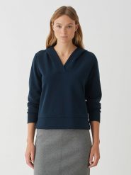 OPUS Bluza "Gerwa" w kolorze granatowym rozmiar: 38. Niebieskie bluzy damskie Opus, bez wzorów, z kapturem. Za 153.71 zł.