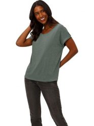 Heine Koszulka w kolorze khaki rozmiar: 38. Brązowe koszulki damskie Heine, bez wzorów, bez kołnierzyka, bez ramiączek. Za 56.53 zł.