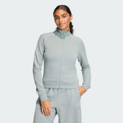 Bluza Dresowa Soft Lux Slim. Zielone bluzy damskie Adidas, s, bez wzorów, z dresówki, bez kaptura. Za 299.00 zł.