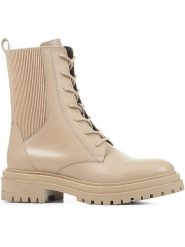 Geox Skórzane botki "Iridea" w kolorze beżowym rozmiar: 38. Brązowe botki damskie Geox, z materiału, eleganckie, bez obcasa, bez zapięcia. Za 205.45 zł.