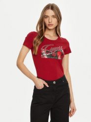 Guess T-Shirt W5RI03 J1314 Czerwony Regular Fit. Czerwone t-shirty damskie Guess, s, z aplikacjami, z bawełny, bez kołnierzyka. Za 169.99 zł.