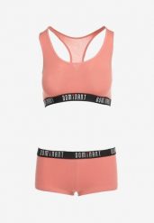 Różowy Komplet Bawełniany Sportowy Biustonosz i Stringi oraz Szorty Elmera. Czerwone komplety bielizny Renee, bez wzorów, z bawełny. Za 34.99 zł.