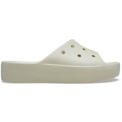 Klapki plażowe damskie Crocs Classic Platform Slide. Brązowe klapki damskie Crocs, bez wzorów, bez obcasa, bez zapięcia. Za 146.99 zł.