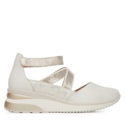 Półbuty Remonte. Brązowe czółenka damskie Remonte, bez wzorów, bez obcasa, na koturnie. Za 369.99 zł.