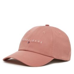 Czapka z daszkiem Tommy Jeans. Czerwone czapki z daszkiem damskie Tommy Jeans, bez wzorów, z jeansu. Za 109.99 zł.