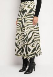 Zielono-Beżowa Rozkloszowana Spódnica Maxi w Tygrysie Paski z Paskiem w Komplecie Castella. Zielone spódnice damskie Born2be, l, bez wzorów, maxi. Za 109.99 zł.