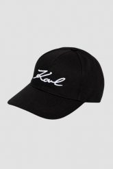 KARL LAGERFELD Czarna czapka damska z daszkiem Signature Cap. Czarne czapki z daszkiem damskie KARL LAGERFELD, z aplikacjami. W wyprzedaży za 180.99 zł.