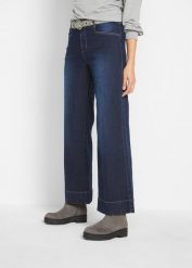Dżinsy Wide Leg Mid Waist, ze stretchem. Niebieskie jeansy damskie bonprix. Za 104.99 zł.