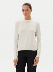 Tommy Jeans Sweter Essential DW0DW20159 Beżowy Regular Fit. Brązowe swetry klasyczne damskie Tommy Jeans, s, z bawełny, bez kołnierzyka. Za 289.99 zł.