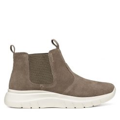 Sztyblety Geox. Brązowe botki damskie Geox, bez obcasa, na płaskiej podeszwie, bez zapięcia. Za 499.99 zł.