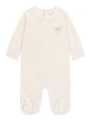Guess Śpiochy H6BG01 K6009 Kremowy. Białe śpiochy niemowlęce Guess, z aplikacjami, z bawełny, bez kołnierzyka, bez ramiączek. Za 194.99 zł.