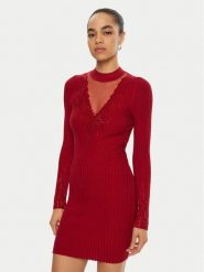 Guess Sukienka dzianinowa W5RK14 Z2Y50 Czerwony Regular Fit. Czerwone sukienki damskie Guess, z aplikacjami, z dzianiny, bez ramiączek. Za 359.99 zł.