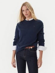 Tommy Hilfiger Sweter WW0WW46438 Granatowy Regular Fit. Niebieskie swetry klasyczne damskie Tommy Hilfiger, m, z wełny, bez kołnierzyka. Za 559.99 zł.