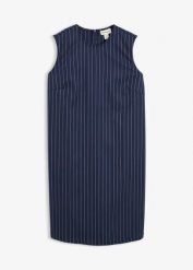 Sukienka mini w prążki, z mieszanki wiskozy. Niebieskie sukienki damskie bonprix, bez wzorów, prążkowane, bez ramiączek. Za 179.99 zł.