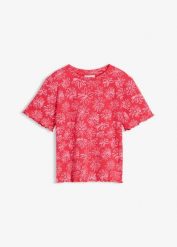 Krótki T-shirt z mieszanki bawełny. Białe t-shirty damskie bonprix, bez wzorów, z bawełny, bez kołnierzyka. Za 17.99 zł.