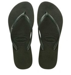 Klapki damskie Havaianas Slim. Zielone klapki damskie Havaianas, bez wzorów, bez obcasa, bez zapięcia. Za 160.50 zł.