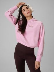4F Bluza dresowa regular z kapturem damska - różowa M. Czerwone bluzy damskie 4F, m, bez wzorów, z dresówki, z kapturem. Za 159.99 zł.
