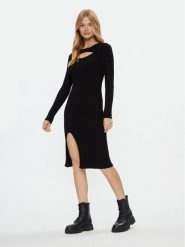 ONLY Sukienka dzianinowa 15307302 Czarny Regular Fit. Czarne sukienki damskie Only, bez wzorów, z dzianiny, bez ramiączek. Za 99.99 zł.
