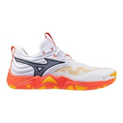 Buty halowe Mizuno Wave Momentum Elite. Białe obuwie sportowe damskie Mizuno, bez zapięcia, do biegania, mizuno wave. Za 549.99 zł.