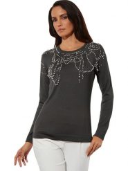 Creation L Sweter w kolorze antracytowym rozmiar: 48. Czarne swetry klasyczne damskie creation L, l, bez kołnierzyka. Za 66.31 zł.