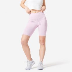 Szorty krótkie fitness damskie Nyamba 520. Czerwone spodenki sportowe damskie DOMYOS, m, bez wzorów, z bawełny, z podwyższonym stanem, na fitness i siłownię. Za 59.99 zł.