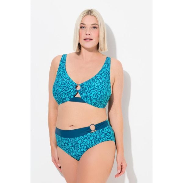 Damskie Bikini paisley miękkie miseczki regulowane ramiączka z recyklingu. Niebieskie bikini Ulla Popken, bez wzorów, z elastanu. W wyprzedaży za 191.99 zł.