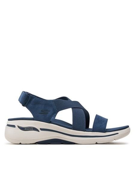 Skechers Sandały Go Walk Arch Fit Sandal-Treasured 140257/NVY Granatowy. Niebieskie sandały damskie Skechers, bez wzorów, z materiału, bez obcasa, na płaskiej podeszwie, bez zapięcia. Za 249.99 zł.