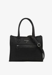 Czarna Mała Torebka Typu Shopper z Dodatkowym Paskiem Lorsekia. Czarne shopper bag Born2be, bez wzorów, z jeansu, małe, bez dodatków. Za 89.99 zł.