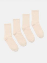 Prążkowane skarpetki 4 pack - kremowy. Białe skarpetki damskie Sinsay, bez wzorów, prążkowane. Za 12.99 zł.