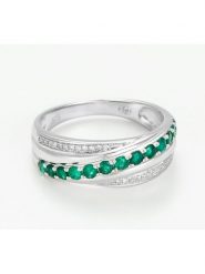 DIAMANTA Złoty pierścionek "Entrelacs emeraude" z diamentami rozmiar: 56. Szare pierścionki damskie DIAMANTA, z diamentem, złote. Za 2,174.99 zł.