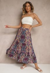 Fioletowa Spódnica z Wiskozy Ozdobiona Motywem Paisley Ellivae. Fioletowe spódnice damskie Renee, na co dzień, l, bez wzorów, z wiskozy, eleganckie, midi. Za 44.99 zł.