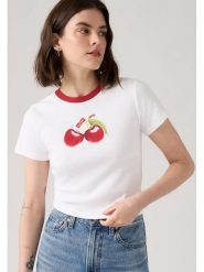 Levi's Koszulka w kolorze białym rozmiar: XS. Białe bluzki damskie Levi's, s, bez wzorów, z bawełny, bez kołnierzyka, bez ramiączek. Za 79.59 zł.