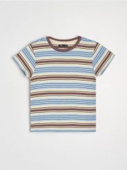 Bawełniana koszulka w paski - brązowy. Brązowe koszulki damskie Sinsay, l, bez wzorów, z bawełny, bez kołnierzyka, bez ramiączek. Za 25.99 zł.