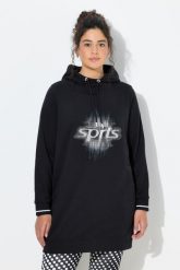 Damskie Długa bluza z kapturem oversize kaptur długi rękaw. Czarne bluzy damskie Ulla Popken, plus size, bez wzorów, z bawełny, z kapturem. Za 239.99 zł.