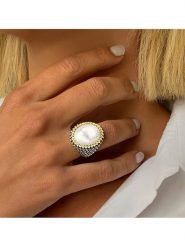 DI GIORGIO Srebrny pierścionek z masą perłową rozmiar: 56. Brązowe pierścionki damskie DI GIORGIO, z perłą, srebrne. Za 348.08 zł.