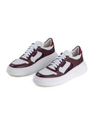 Anna Morellini Skórzane sneakersy "Anola" w kolorze biało-bordowym rozmiar: 39. Białe obuwie sportowe damskie Anna Morellini, bez zapięcia. Za 337.41 zł.