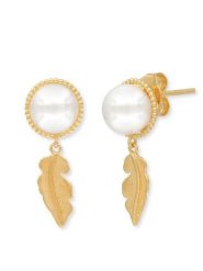 Engelsrufer Pozłacane kolczyki-wkrętki "Glory Feather" z perłami rozmiar: onesize. Białe kolczyki damskie Engelsrufer, z perłą, pozłacane. Za 183.59 zł.