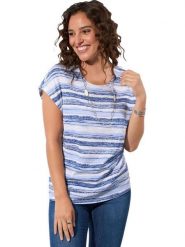 WITT WEIDEN Koszulka w kolorze niebiesko-białym rozmiar: 40. Niebieskie bluzki damskie WITT WEIDEN, bez wzorów, bez kołnierzyka, bez ramiączek. Za 43.99 zł.