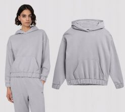 BLUZA DAMSKA 4F DRESOWA Z KAPTUREM NIEROZPINANA TSWSF255 KOLOR SZARY. Szare bluzy damskie 4F, l, bez wzorów, z bawełny, z kapturem. Za 59.90 zł.