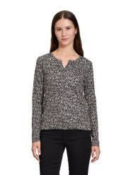 BETTY & CO Koszulka w kolorze czarno-kremowo-beżowym rozmiar: XL. Czarne koszulki damskie Betty & Co, xl, bez wzorów, z bawełny, bez kołnierzyka, bez ramiączek. Za 83.03 zł.